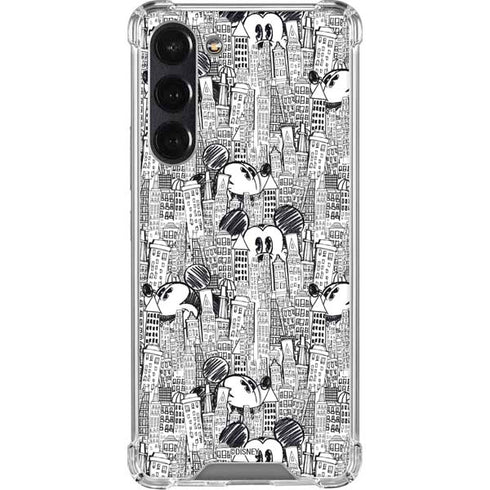 Disney Mickey Mouse Cityscape Sketch Galaxy S24 FE Clear Case