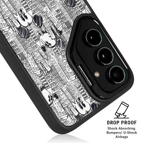 Disney Mickey Mouse Cityscape Sketch Galaxy S25 Plus Kickstand Case