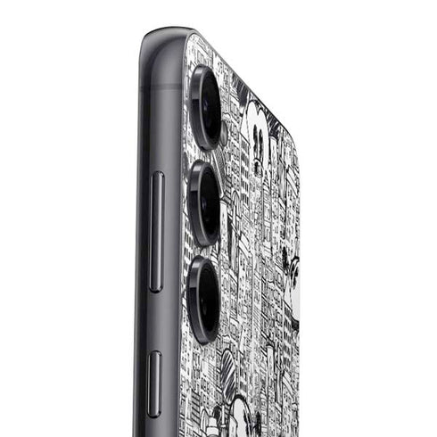 Disney Mickey Mouse Cityscape Sketch Galaxy S24 Plus Skin