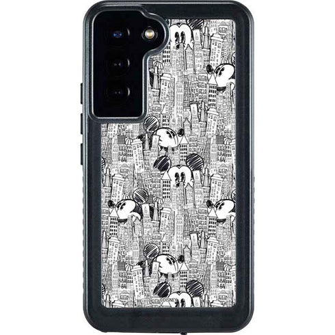 Disney Mickey Mouse Cityscape Sketch Galaxy S24 Plus Waterproof Case