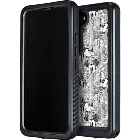 Disney Mickey Mouse Cityscape Sketch Galaxy S24 Plus Waterproof Case