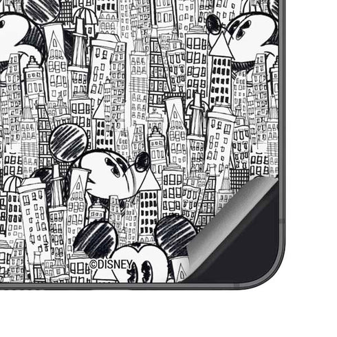 Disney Mickey Mouse Cityscape Sketch Galaxy S25 Skin
