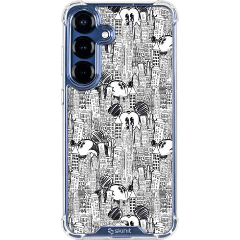 Disney Mickey Mouse Cityscape Sketch Galaxy S25 Plus Clear Case