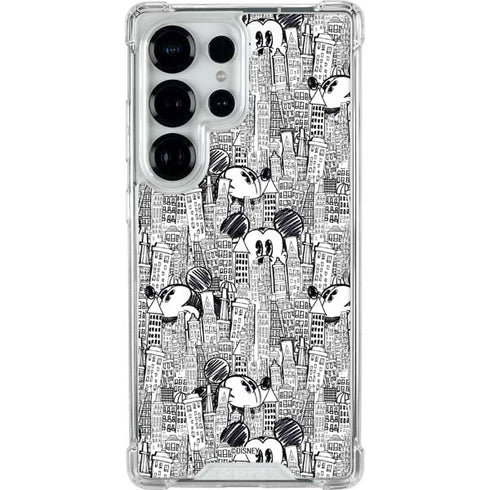 Disney Mickey Mouse Cityscape Sketch Galaxy S26 Ultra Clear Case