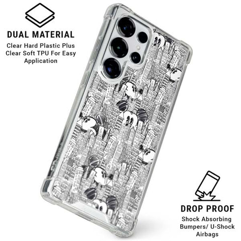 Disney Mickey Mouse Cityscape Sketch Galaxy S26 Ultra Clear Case