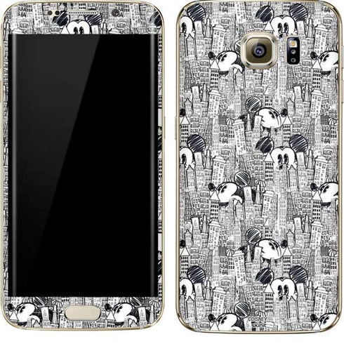 Disney Mickey Mouse Cityscape Sketch Galaxy S7 Edge Skin