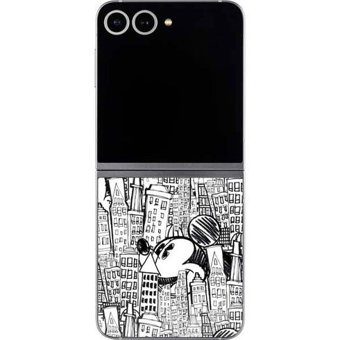 Disney Mickey Mouse Cityscape Sketch Galaxy Z Flip6 Skin