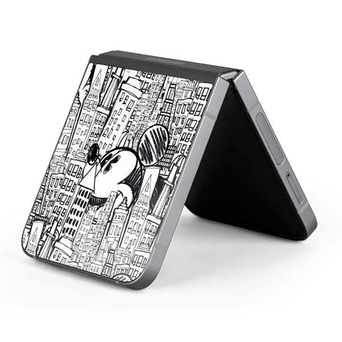 Disney Mickey Mouse Cityscape Sketch Galaxy Z Flip6 Skin