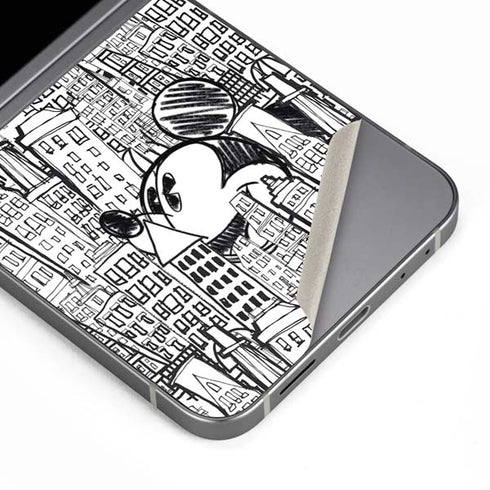 Disney Mickey Mouse Cityscape Sketch Galaxy Z Flip6 Skin