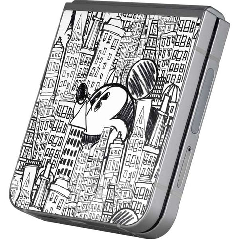 Disney Mickey Mouse Cityscape Sketch Galaxy Z Flip6 Skin