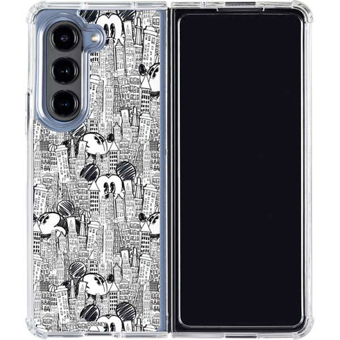 Disney Mickey Mouse Cityscape Sketch Galaxy Z Fold5 5G Clear Case