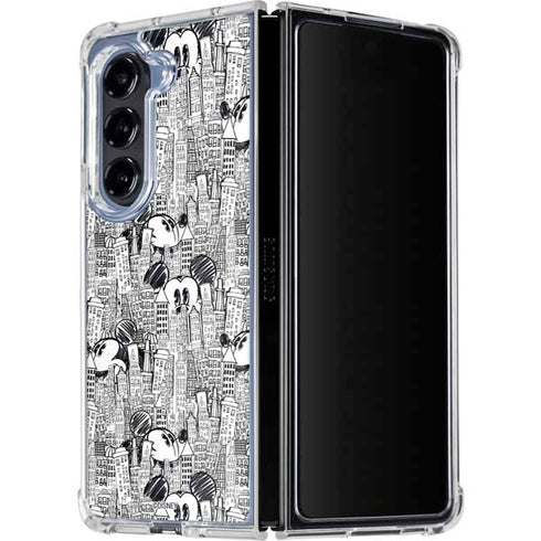 Disney Mickey Mouse Cityscape Sketch Galaxy Z Fold5 5G Clear Case