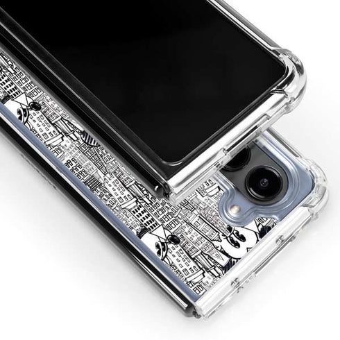 Disney Mickey Mouse Cityscape Sketch Galaxy Z Fold5 5G Clear Case