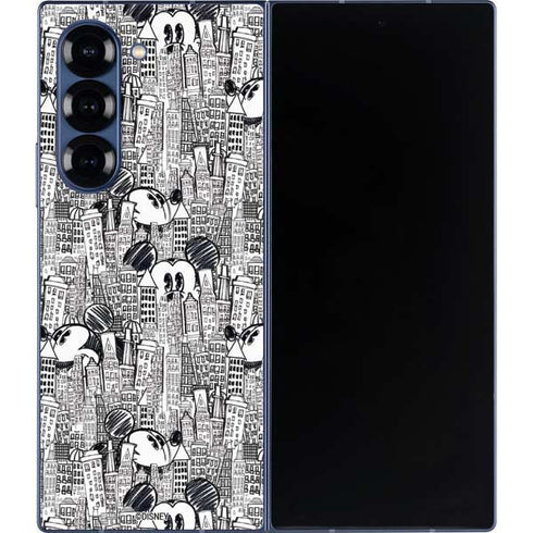Disney Mickey Mouse Cityscape Sketch Galaxy Z Fold6 Skin