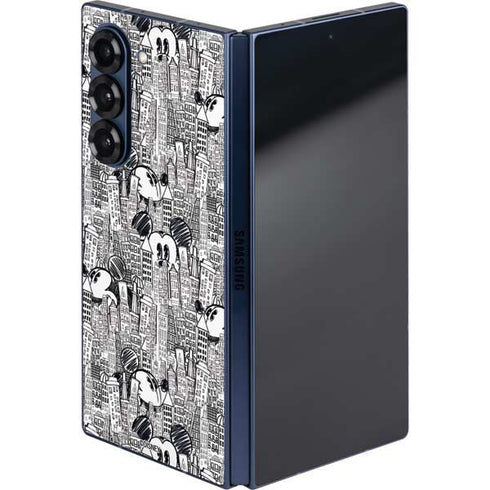 Disney Mickey Mouse Cityscape Sketch Galaxy Z Fold6 Skin