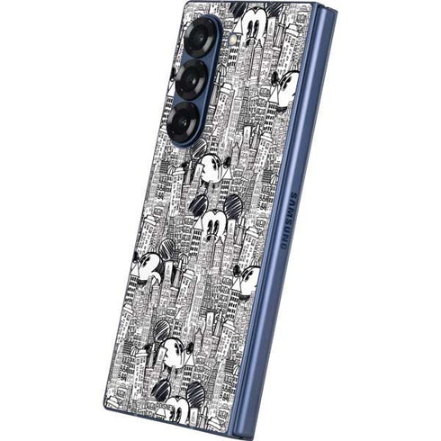 Disney Mickey Mouse Cityscape Sketch Galaxy Z Fold6 Skin