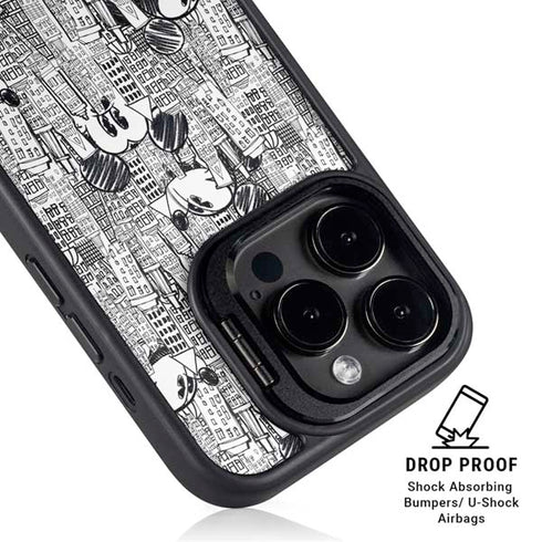 Disney Mickey Mouse Cityscape Sketch iPhone 13 Pro Kickstand Case