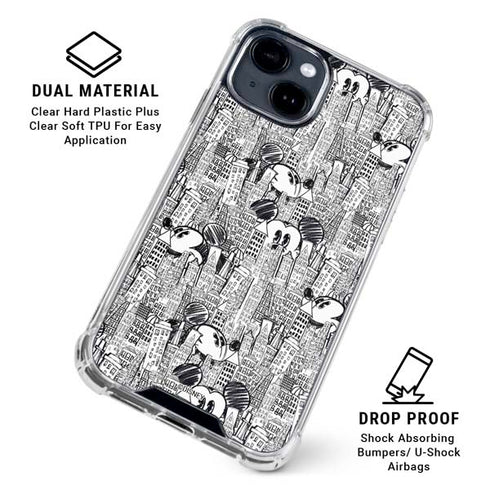 Disney Mickey Mouse Cityscape Sketch iPhone 15 Clear Case
