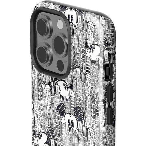 Disney Mickey Mouse Cityscape Sketch iPhone 15 Pro Impact Case