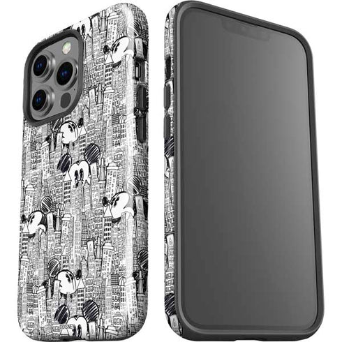 Disney Mickey Mouse Cityscape Sketch iPhone 15 Pro Impact Case