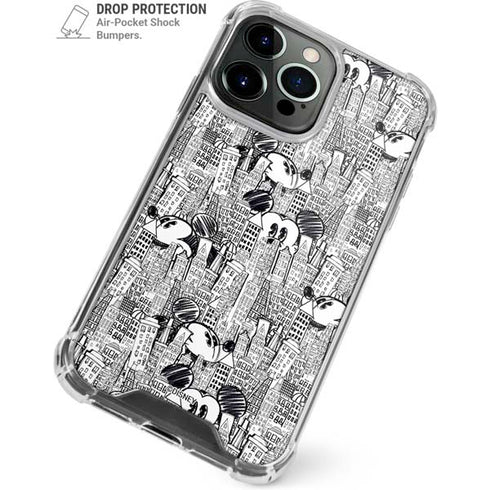Disney Mickey Mouse Cityscape Sketch iPhone 15 Pro Max Clear Case