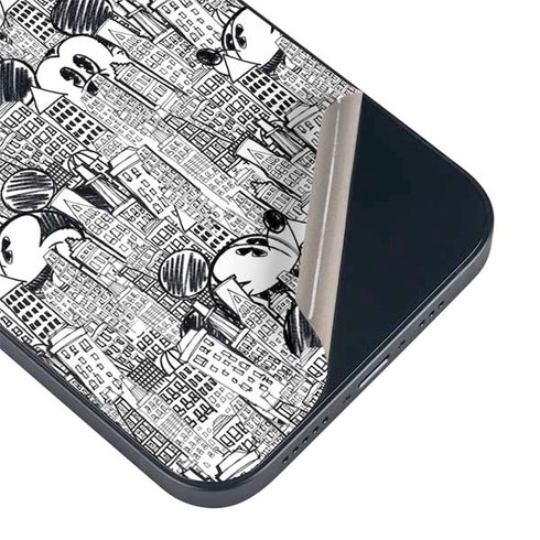 Disney Mickey Mouse Cityscape Sketch iPhone 15 Skin