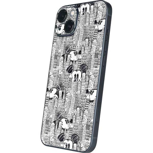 Disney Mickey Mouse Cityscape Sketch iPhone 15 Skin