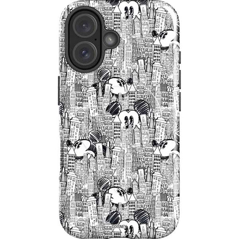 Disney Mickey Mouse Cityscape Sketch iPhone 16 Magsafe Impact Case