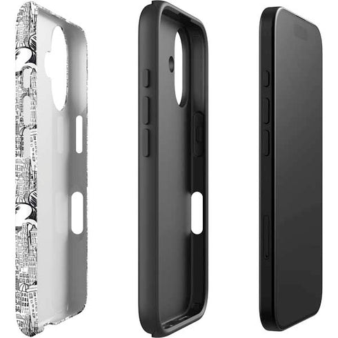Disney Mickey Mouse Cityscape Sketch iPhone 16 Plus Impact Case