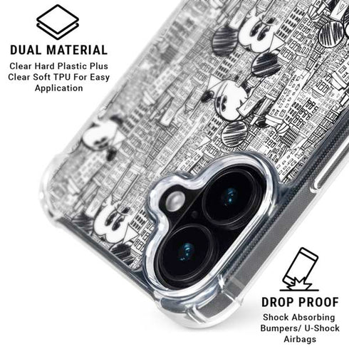 Disney Mickey Mouse Cityscape Sketch iPhone 16 Plus MagSafe Case