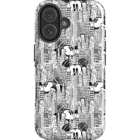 Disney Mickey Mouse Cityscape Sketch iPhone 16 Plus Magsafe Impact Case