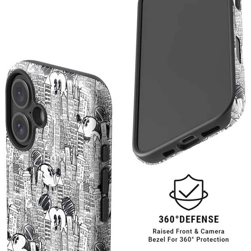 Disney Mickey Mouse Cityscape Sketch iPhone 16 Plus Magsafe Impact Case