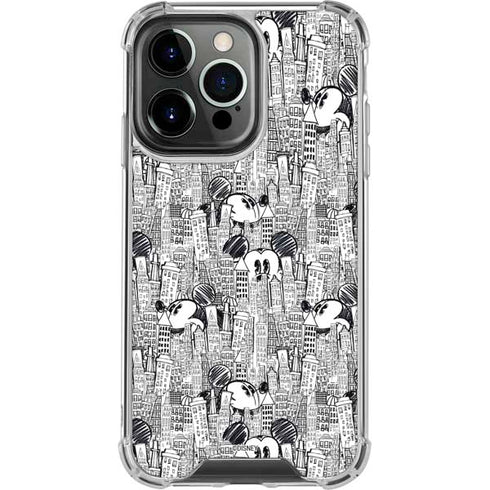 Disney Mickey Mouse Cityscape Sketch iPhone 16 Pro Clear Case
