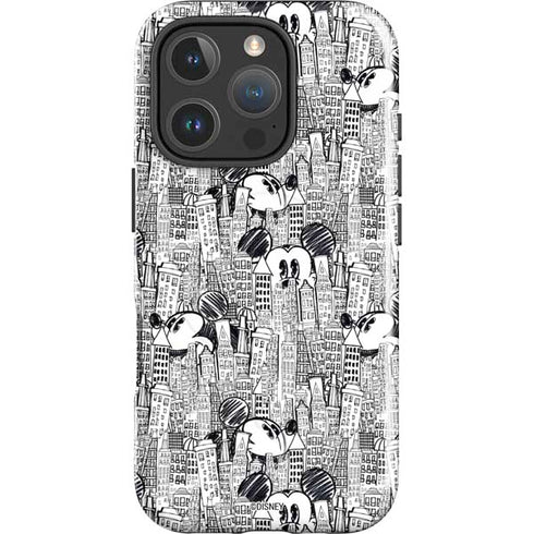 Disney Mickey Mouse Cityscape Sketch iPhone 16 Pro Magsafe Impact Case