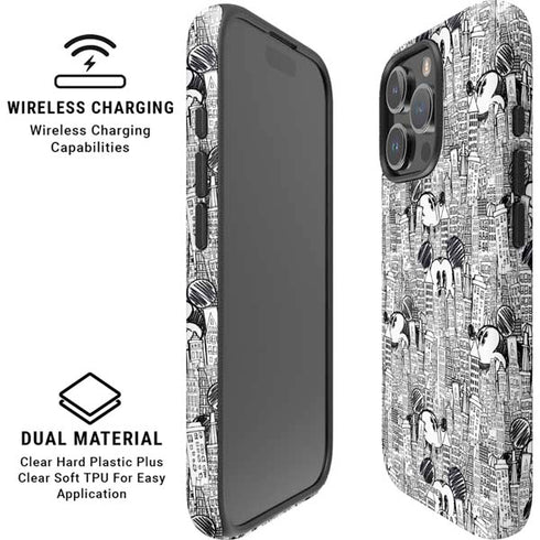 Disney Mickey Mouse Cityscape Sketch iPhone 16 Pro Magsafe Impact Case