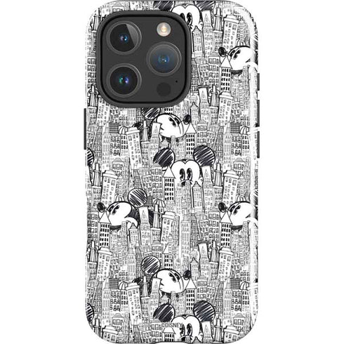 Disney Mickey Mouse Cityscape Sketch iPhone 16 Pro Max Impact Case