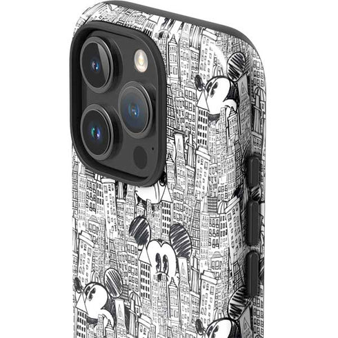 Disney Mickey Mouse Cityscape Sketch iPhone 16 Pro Max Impact Case