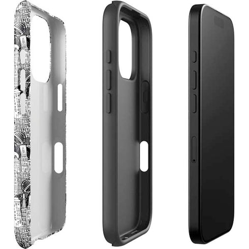 Disney Mickey Mouse Cityscape Sketch iPhone 16 Pro Max Impact Case