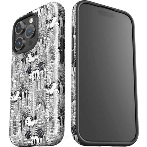 Disney Mickey Mouse Cityscape Sketch iPhone 16 Pro Max Impact Case