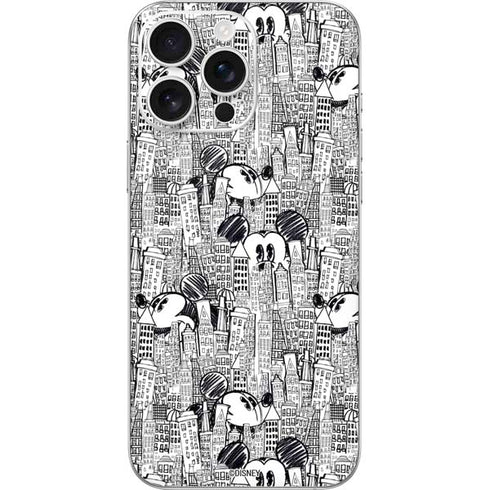 Disney Mickey Mouse Cityscape Sketch iPhone 16 Pro Max Skin