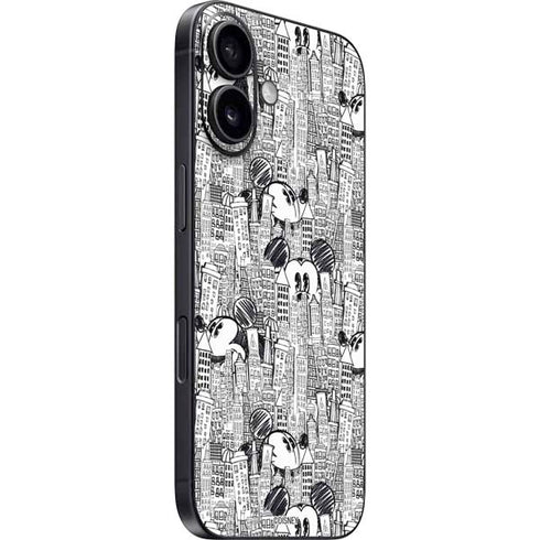 Disney Mickey Mouse Cityscape Sketch iPhone 16 Skin