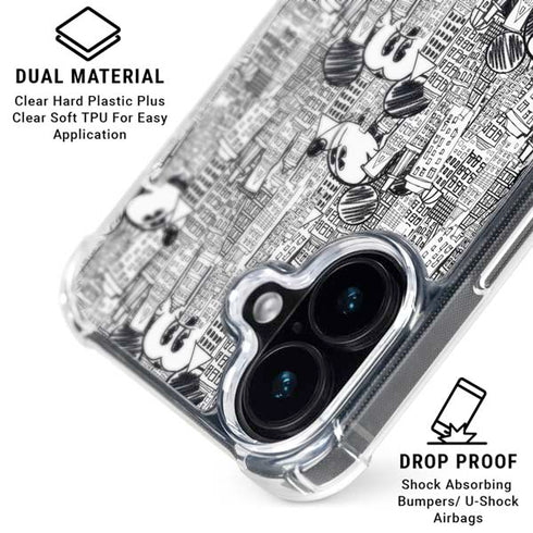 Disney Mickey Mouse Cityscape Sketch iPhone 17 Clear Case