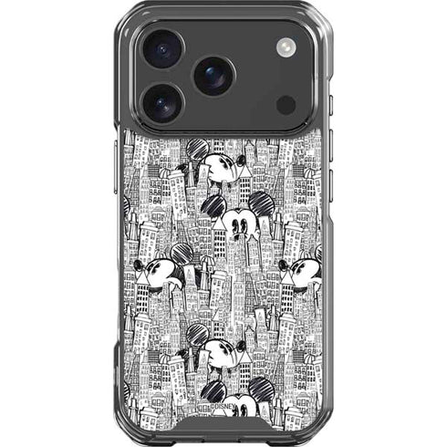 Disney Mickey Mouse Cityscape Sketch iPhone 18 Pro Clear Case