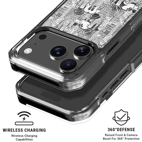 Disney Mickey Mouse Cityscape Sketch iPhone 18 Pro Clear Case