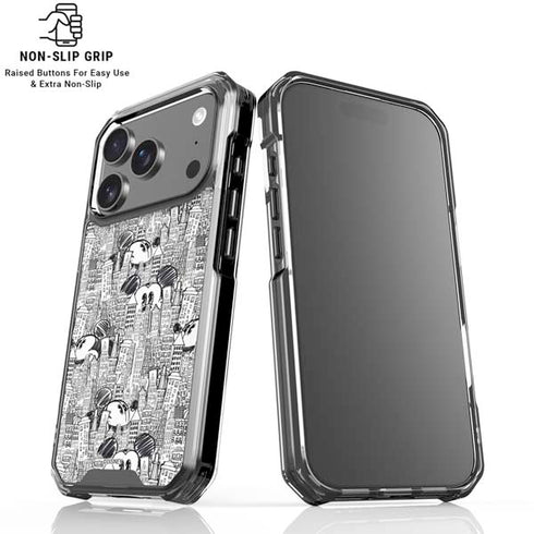 Disney Mickey Mouse Cityscape Sketch iPhone 18 Pro Clear Case