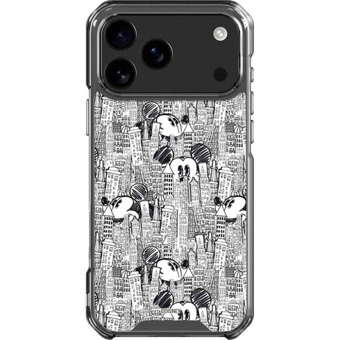 Disney Mickey Mouse Cityscape Sketch iPhone 18 Pro Max Clear Case