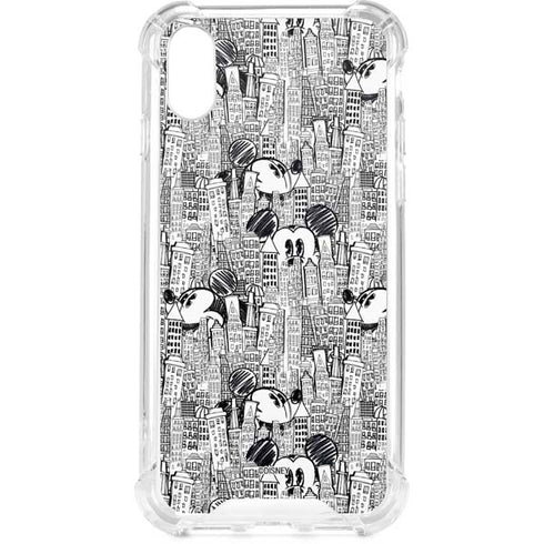 Disney Mickey Mouse Cityscape Sketch iPhone XS Clear Case