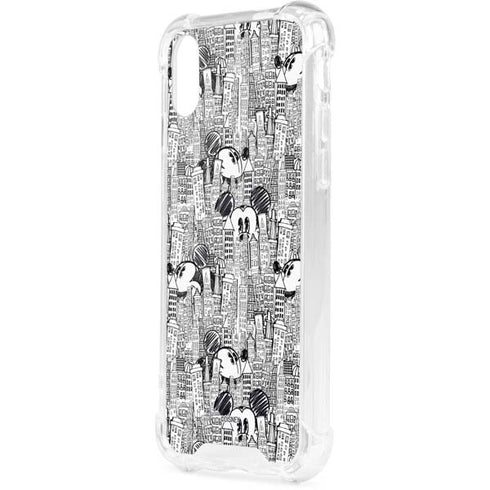 Disney Mickey Mouse Cityscape Sketch iPhone XS Clear Case
