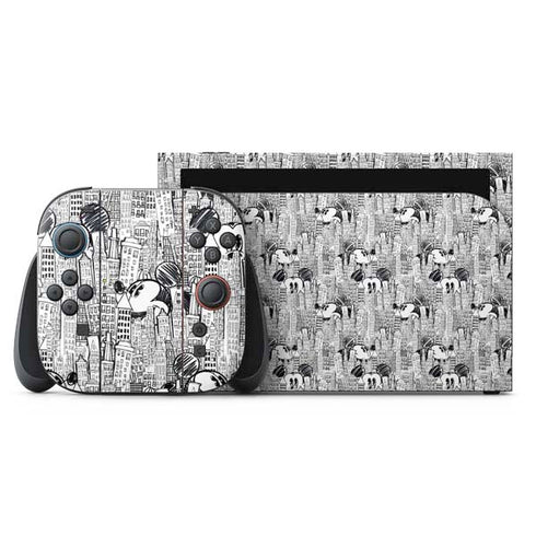 Disney Mickey Mouse Cityscape Sketch Nintendo Skins
