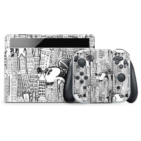 Disney Mickey Mouse Cityscape Sketch Nintendo Skins
